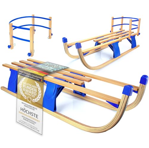 Alpenflitzer® Holzschlitten mit Lehne 110 cm Davoser Rodel Faltbarer...