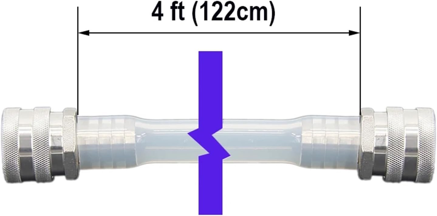 Wine Making- Home Brewing High Temp Food Grade Clear Silicone Hose with Dual Female Quick Disconnects 1/2" ID Full Port Homebrew Tubing Wine Accessories(4ft Hose)