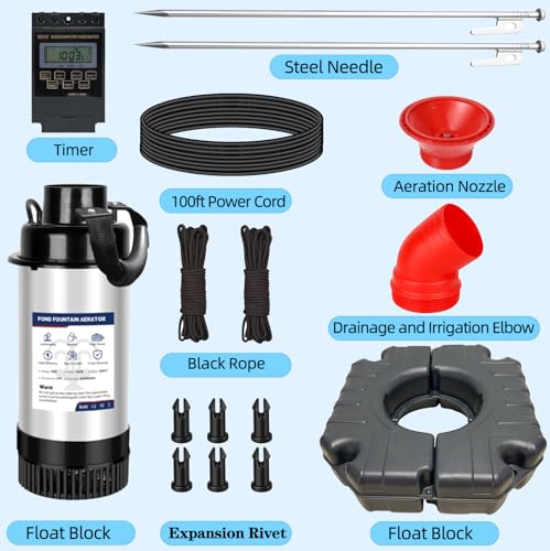Pond Fountain Aerator Pond Fountain - 1 HP 15,000 gallons/Hour 750 watts - Pond Aerator Equipped with 100-foot Power Cord and Multi-Function Timer Suitable for Large Ponds and Lakes - Image 6