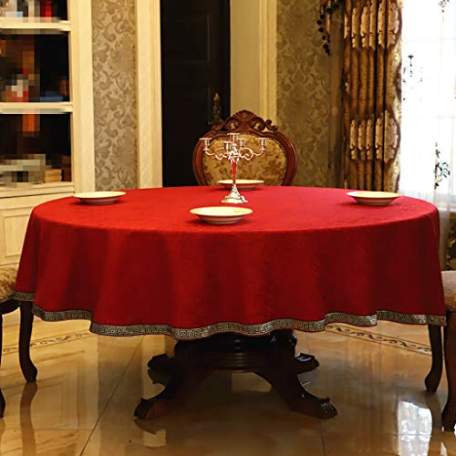 Nappe ronde de table rouge pour repas de salon chaleureux - 4