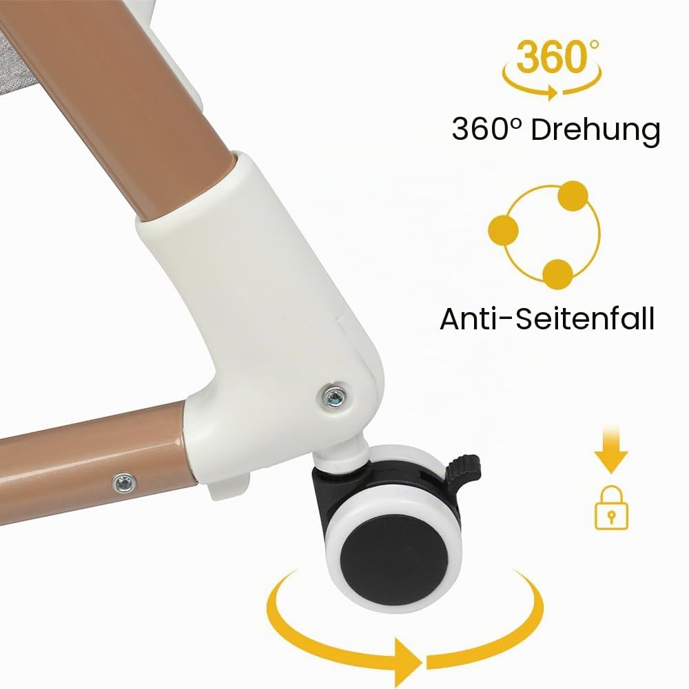 Kedia Babywiege mit Moskitonetz, Babybett & Reisebett mit Rollen, Babybetten mit Höhenverstellung, Babybetten für Ko-Schlafen (90 * 60 * 90-115cm)