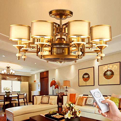 Preisvergleich Produktbild Deckenleuchte Ion-Ventilator-Licht Luftreinigung Kronleuchter Retro unsichtbare Deckenventilator Licht Wohnzimmer Schlafzimmer Fan Pendelleuchte multifunktionale Hängeleuchter mit Fernbedienung,A