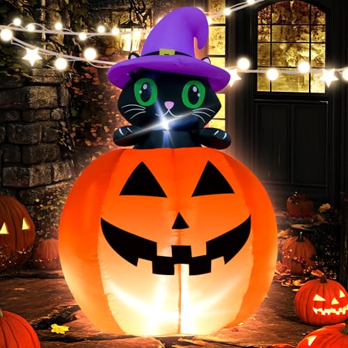 4FT Halloween Inflatable Blow up Lifting Cat Pumpkins Indoor Decoration - image 6