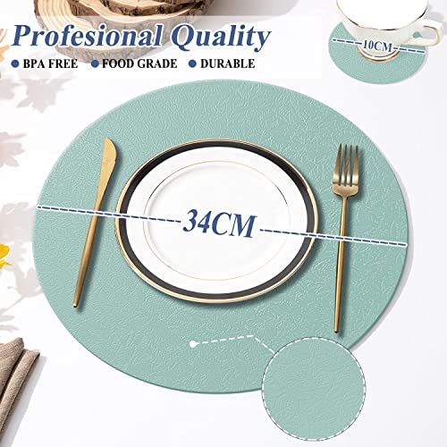 YUNJUER 4 Round Silicone Place mats(34cm) and 4 Coasters(10cm) Set, Heat-Resistant 450 °F Placemats, Non-Slip and Washable - Image 2