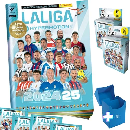 Panini Packs La Liga Hypermotion 2024-25, Álbum y Cromos Oficiales con Caja de Regalo (Álbum+16 sobres)