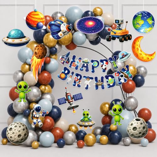 Image of Space Theme Birthday Decoration Party Supplies, Pack of 76 Pcs