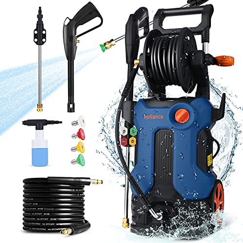 mrliance Pressure Washer, 3800PSI Electric Power Washer, 2000W High Pressure Washer, 2.8GPM Professional Washer Cleaner, with 4 Nozzles, Soap Bottle for Cleaning Cars,Driveways,Patios(Hose Reel-Blue)