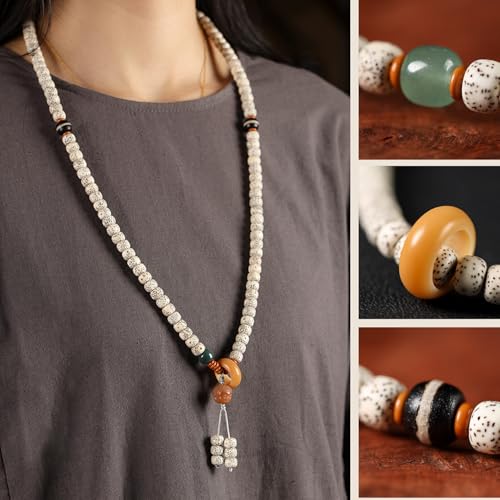 8mm 108 Mala Beads Bracelet for Men Natural Wooden/Bodhi Bead Necklace as Buddhist Meditation Prayer Beads3