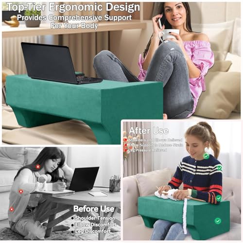 Image of Rosebell Lap Desk Pillow | Portable Computer Table & Laptop Lap Desk for Sofa, Bed, Floor | Ergonomic Gaming Desk Table | Work Desk Accessories for Reading, Gaming, Studying | Green Color
