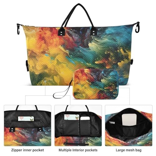 Large Travel Duffel Bag, Doodle Colorful Sports Tote Gym Bag, Shoulder Weekender Overnight Bag for Women Men, Carry On Luggage with Toiletry Bags2