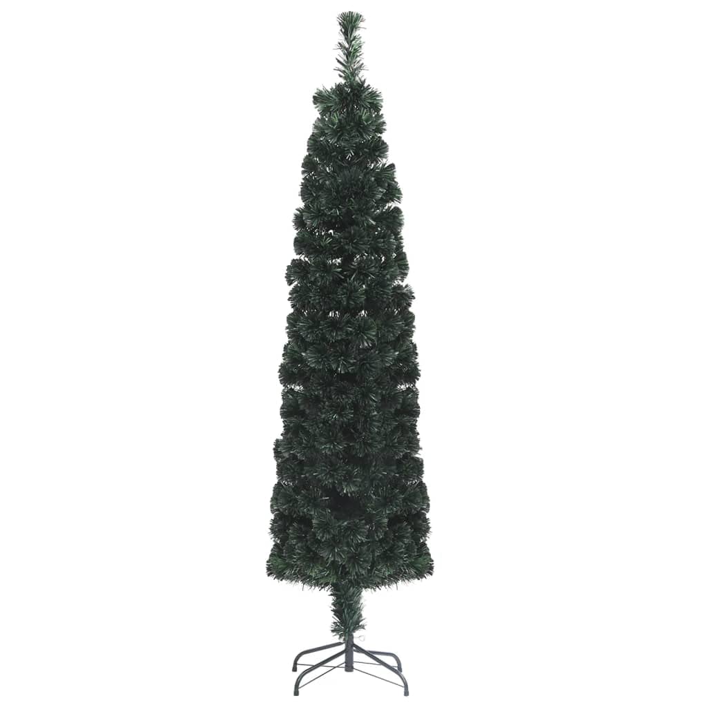 Künstlicher schlanker Weihnachtsbaum 240 cm mit Glasfaser-Lichtleitern und Ständer, mehrfarbige LED-Beleuchtung (Rot, Gelb, Grün, Blau, Lila), energieeffizient, wiederverwendbar