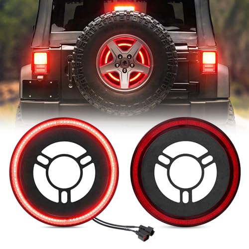 BORDAN LED Spare Tire Third Brake Light for Wrangler JK JKU - Plug & Play, Red Smoked Lens 3rd Brake Light Assembly Compatible with Jeep Wrangler 2007-2018 JK JKU YJ TJ