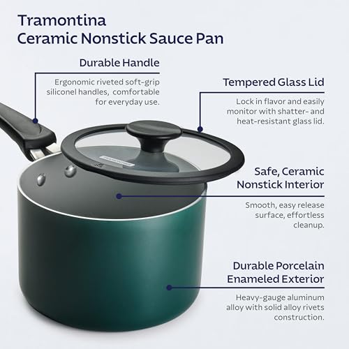 Image of Tramontina Ceramic Non Stick 6-Piece Nesting Sauce Pan Set - Teal