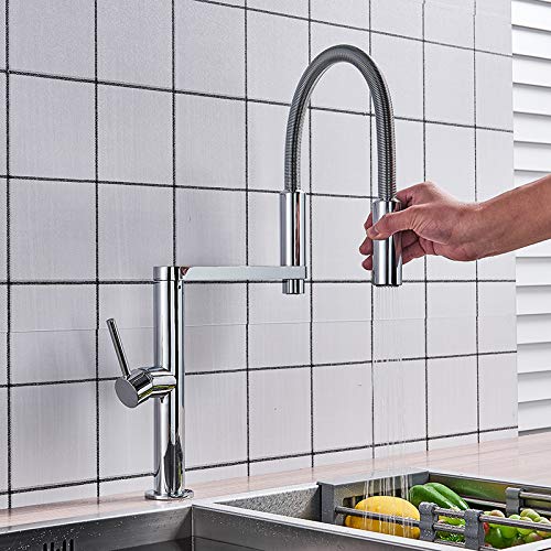 Robinet de cuisine extractible et mitigeur rotatif chromé pour un lavage fluide