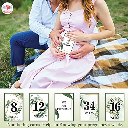 Image of Wobbox Pregnancy Milestone Cards, Tropical Theme, Pregnancy Journey, Weeks Growth Milestone Cards, Pregnancy Gift Scrapbook Photo Keepsake - Set of 27 Pieces