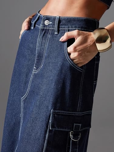 Image of Miss Chase Women's Straight High Rise Mini Denim Skirt