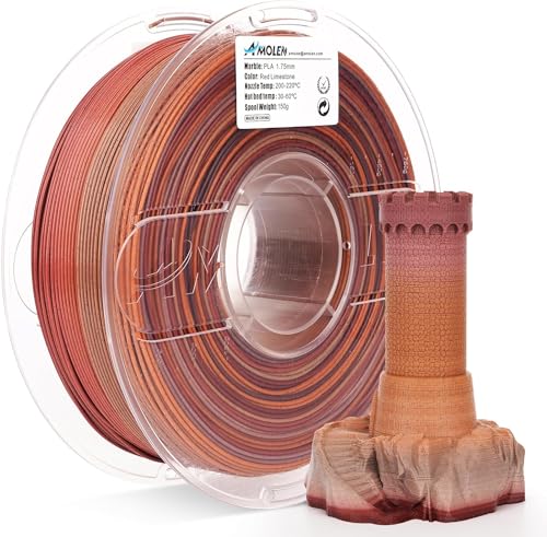 Image of AMOLEN Rock PLA Filament 1.75mm,Rainbow Marble PLA 3D Printer Filament, 1kg Spool (2.2lbs), 3D Printing Filament Dimensional Accuracy + /- 0.02 mm, Fit Most FDM Printer (Red Limestone)