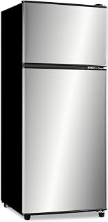 Refrigerator with Freezer, 3.8 Cu Ft Double Doors Refrigerator, Fridge for Bedroom, Kitchen, Dorm, Apartment, Garage, Office，silver