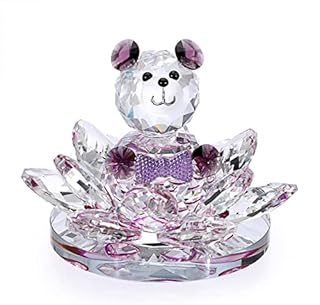 Tolida Crystal Bear Figurine Collection, Cut Glass Animal Figurine Collectible Ornament, Ornamental Gift for Crystmas, Birthday, Anniversary, Decoration on Party, Wedding, Home Table, Purple
