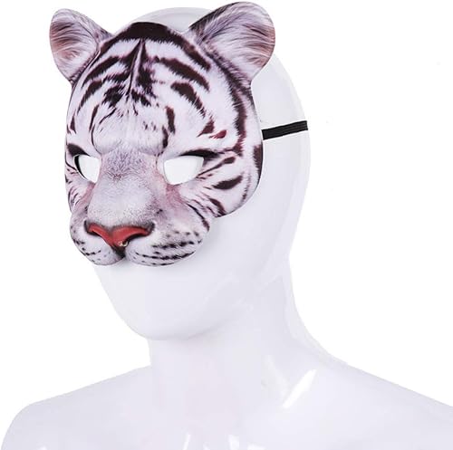 Miniatura 2 de Máscara de media cara de tigre de Halloween, máscara de animal de cosplay para Halloween, fiesta de máscaras, disfraces, accesorios de cosplay