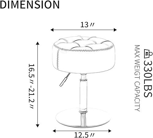 Miniatura 3 de Taburete giratorio ajustable de 360 con piel sintética para sala de maquillaje, baño, sala de estar y otomana