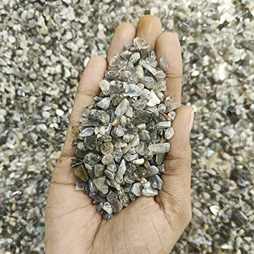 Image of Natural Labradorite Chips Stone for Vastu 1 kg Grey Tumbled Gemstones Reiki Healing Crystal