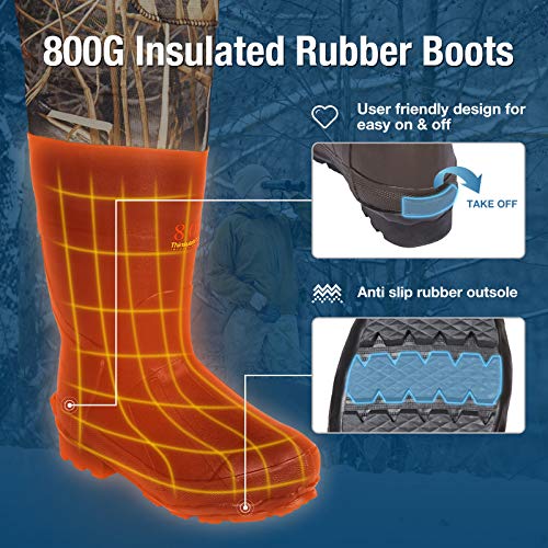 Hisea Hunting Waders, Neoprene Chest Waders For Men With 800G Insulated Boots Waterproof Neoprene Bootfoot Waders #TOP4