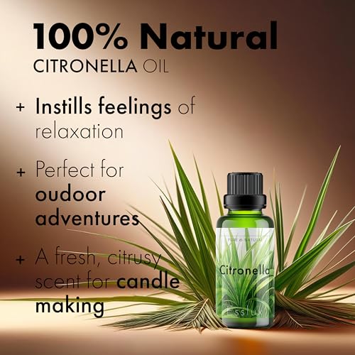 Image of Esslux Citronella Essential Oil - 100% Pure Natural Citronella Oil for Diffuser, Candle Making & Skin | Refreshing Aroma for Aromatherapy & Outdoor Protection - Perfect for DIY Projects - 60 ML