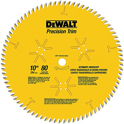 DEWALT 10-Inch Miter / Table Saw Blade, Fine Crosscutting, 80-Tooth (DW3219PT)