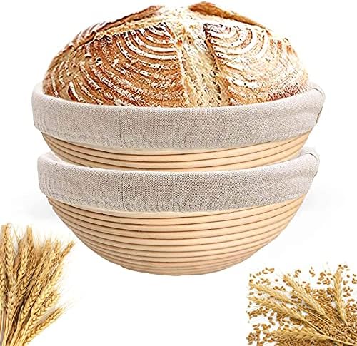 Bread Banneton Proofing Basket 9inch: Round Sourdough Proofing Basket for Artisan Bread Making for Professional and Home Bakers Set of 2