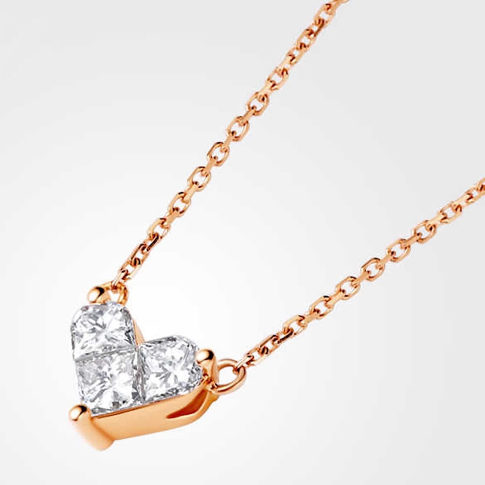 Collares de diamantes creados en laboratorio, collar de cadena para mujer, colgante de corazón de rompecabezas blanco, joyería de oro rosa de 9 K, 14 y 18 quilates