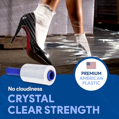 Image of International Plastics Co. 5 inch Plastic Stretch Film Wrap with Rotating Handle 1000 feet 500% Stretch Ability