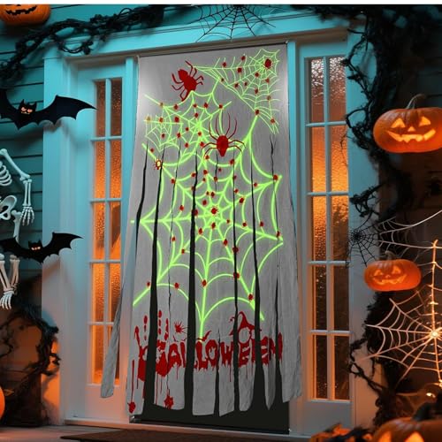 FePen Rideau de Porte Halloween, Rideau Effrayant pour Halloween, Fournitures de Maison Hantée, Décorations effrayantes pour Votre fête d'halloween (Spider)