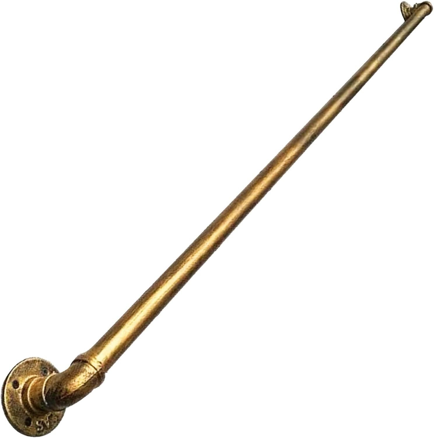 FKXSXAZ Vintage Handrail for Stairs, Antique Brass Wrought Iron Banister Railings Wall Corridor Hand Rail Support Rod Complete Kit, Water Pipe Design Grab Bar(Size:4.6ft/1400mm)