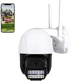 PTZ Überwachungskamera Aussen WLAN, 2K IP Kamera Outdoor Sicherheitskamera mit Bewegungsmelder, 40M Nachtsicht, 2 Wege Audio, Alarmbenachrichtigung, IP66 Wasserdicht, bis 128GB SD Karte unterstützt