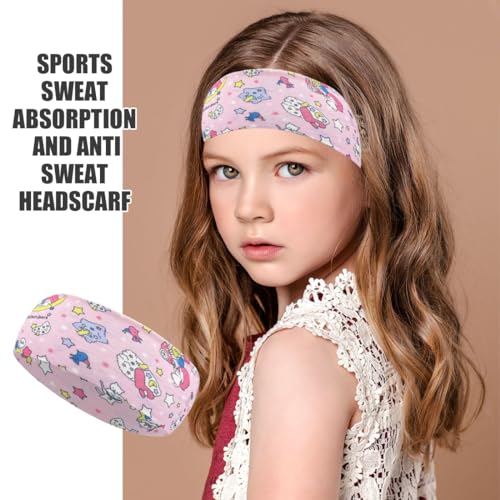 NTRUXZP 5 Stück Pack Mädchen Elastisches, Breites Haarband, Hautfreundlicher Stoff, Kinder 5-15 Jahre Vielseitig einsetzbar Haarband, Geeignet zum Make-up, Fitness, Schule Sport Freizeit