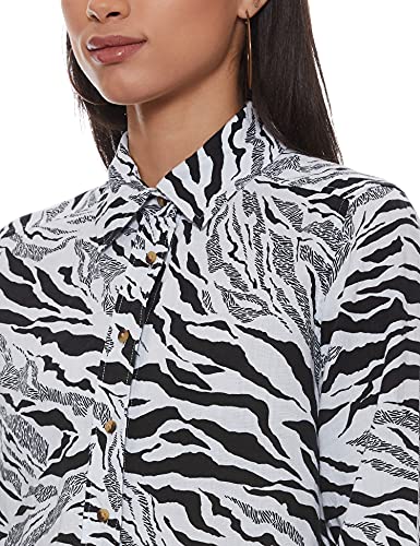 Image of Marks & Spencer Womens Printed Linen Blend Collared Neck Regular Fit Shirt