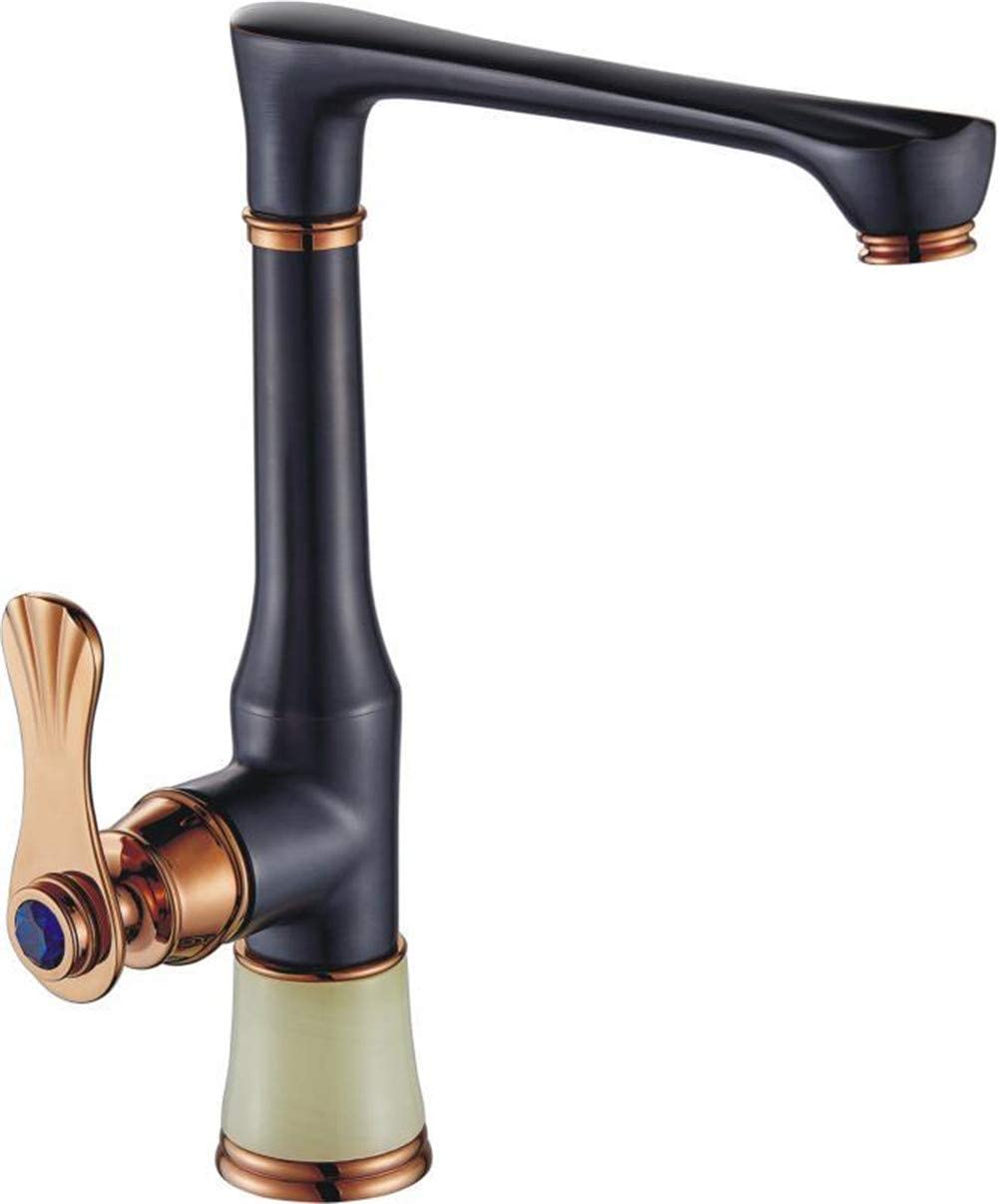 Grifo de cocina negro de cobre para solucionar manchas en lavabo y baño con caño giratorio