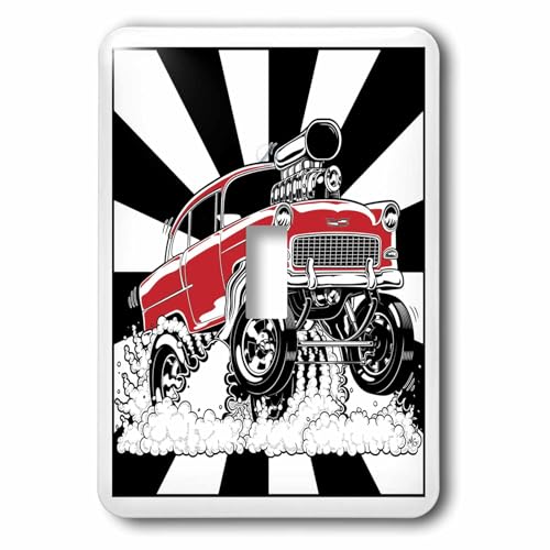 3dRose Classic 1955 hot rod gassing it at drag races single toggle switch