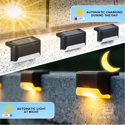 Image of Outside new step Solar Light Outdoor Garden Waterproof Stair Deck Pool Patio Fence Gate Yard Floor Step Railing Window Balcony Sunlight Pathway.(warm yellow) (8)