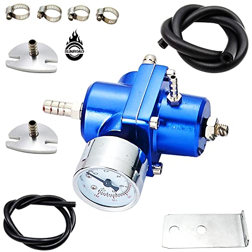 0-140 Psi Universal Adjustable Fuel Pressure Regulator Kit With Gauge Hose Blue Fpr 1 #TOP6