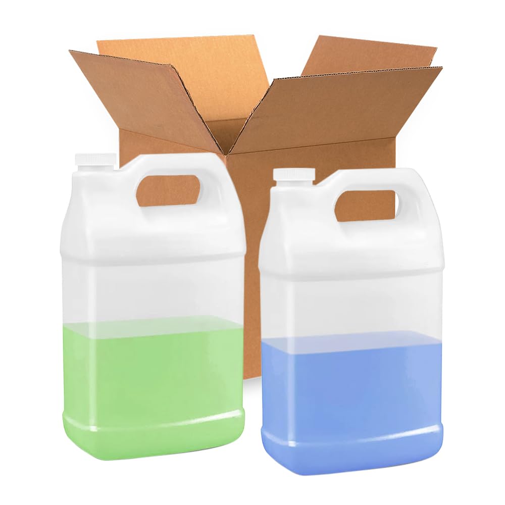 2 Pcs 1 Gallon F Style HDPE Jug - Secure 38-400 Neck Finish - Ideal Water Container for Water Storage, Detergents, Oil Containers, Industrial and Everyday Use