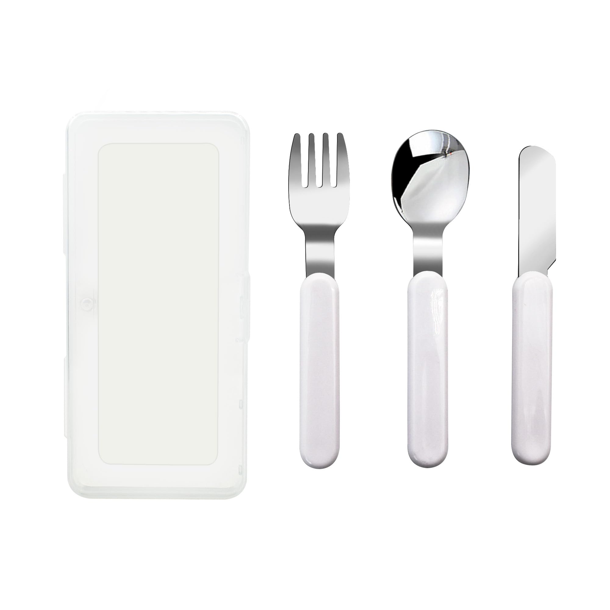 VANRA 3-teilige Kinder Messer Löffel Gabel Set 18/10 Edelstahl Kind Flatware Set Kinder Utensilien Set mit Fall für Lunch Box (Gabellöffel Messer Combo)
