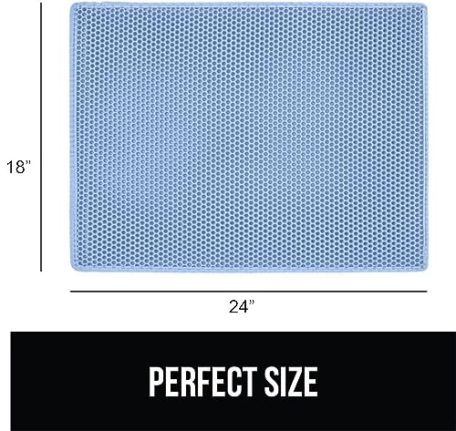 Image of Cat Litter Mat 18x24 Inch - Double Layer Open Edge Design, Waterproof & Urine Proof, EVA Material, Durable and Washable Litter Trapping Mat (Large, Blue)