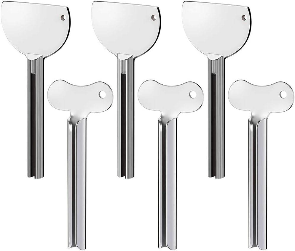 Opopark 6 Pieces Metal Toothpaste Squeezer Roller Stainless Steel Tube