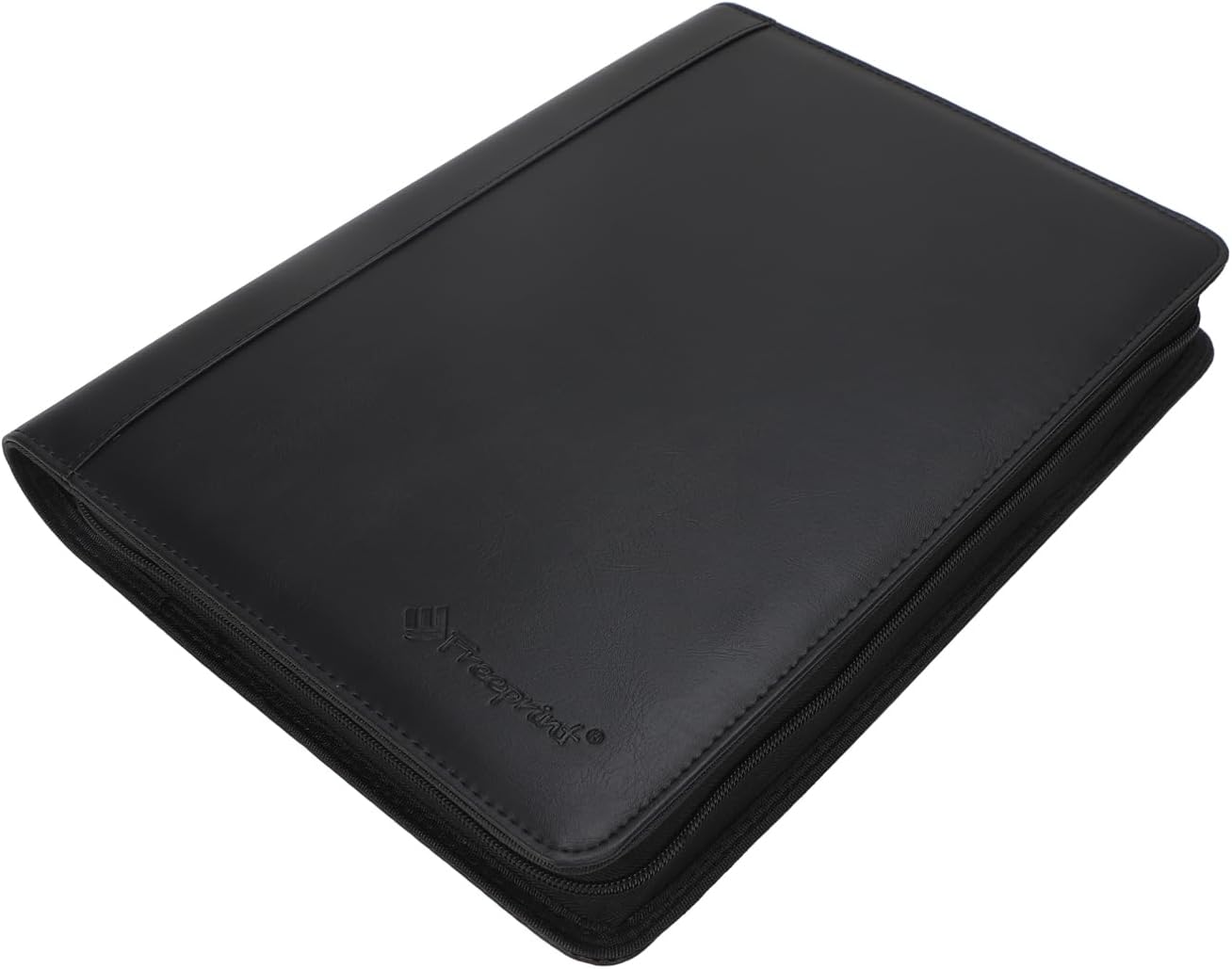 Zippered Portfolio Binder 3 Ring with Writing Pad Legal Size Letter - PU Leather Professional Padfolio Folder for Interview Business, Black