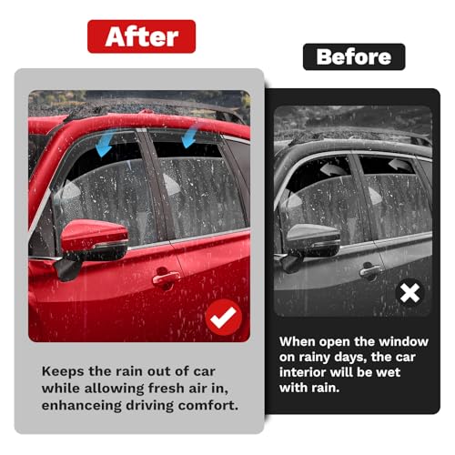 Image of Canvcle Forester Rain Guards - Window Visors for Subaru Forester 2019-2024, Outside-Mount Tape-On Side Window Wind Deflectors for Forester Accessories, Vent Visors Shades Rainproof Black 4PCS