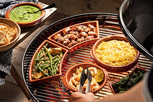 FUMOSA keramische Grillschale Ronda für 57cm Holzkohlegrills (z.B. Master-Touch) - Cazuela - Tapas Keramik Schale - 3er Set - 5