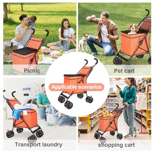 Faltbarer Einkaufswagen, patentiert, 27,2 kg Kapazität, minimalistisch, Orange – Bild 7