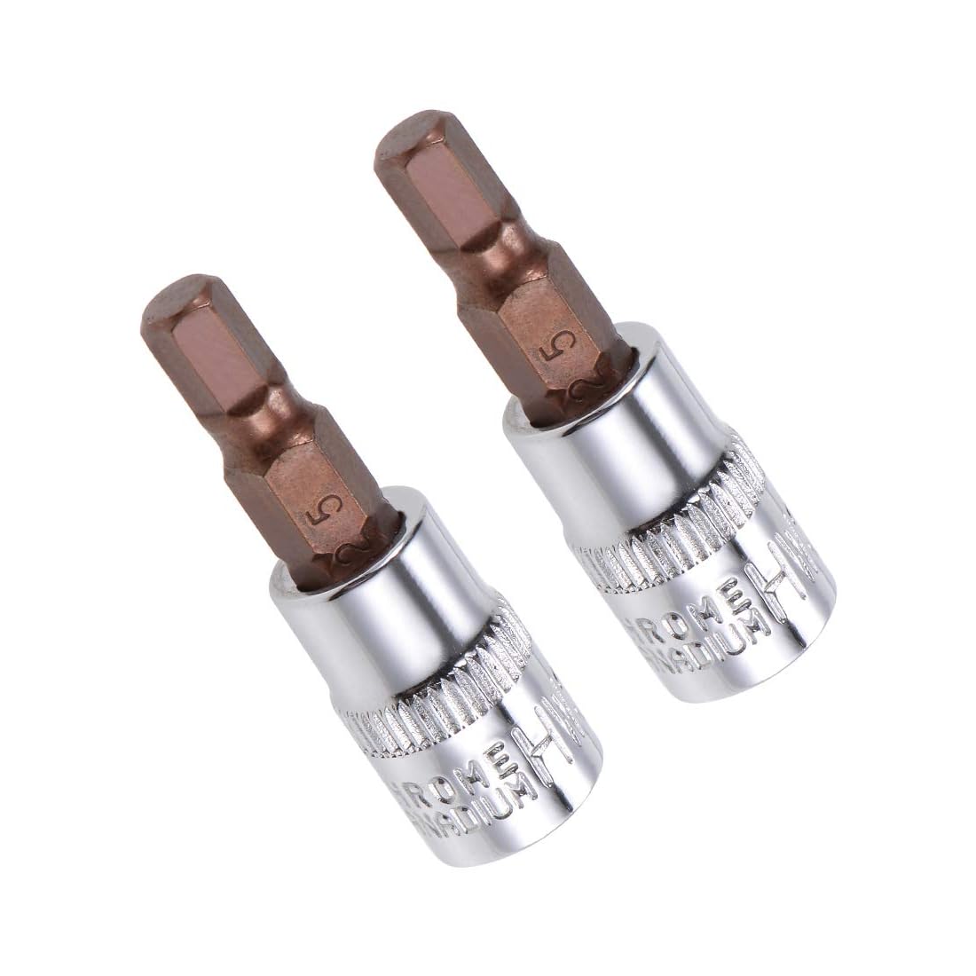 TA-VIGOR 2Pcs Hex Bit Socket, 1/4" Drive x H5 (5mm) Allen Key Socket, Premium S2 Steel Bits, Hex Bit with 38mm Length for Ratchet Wrench, Torque Wrench, Slide Bar, Impact Power Drills